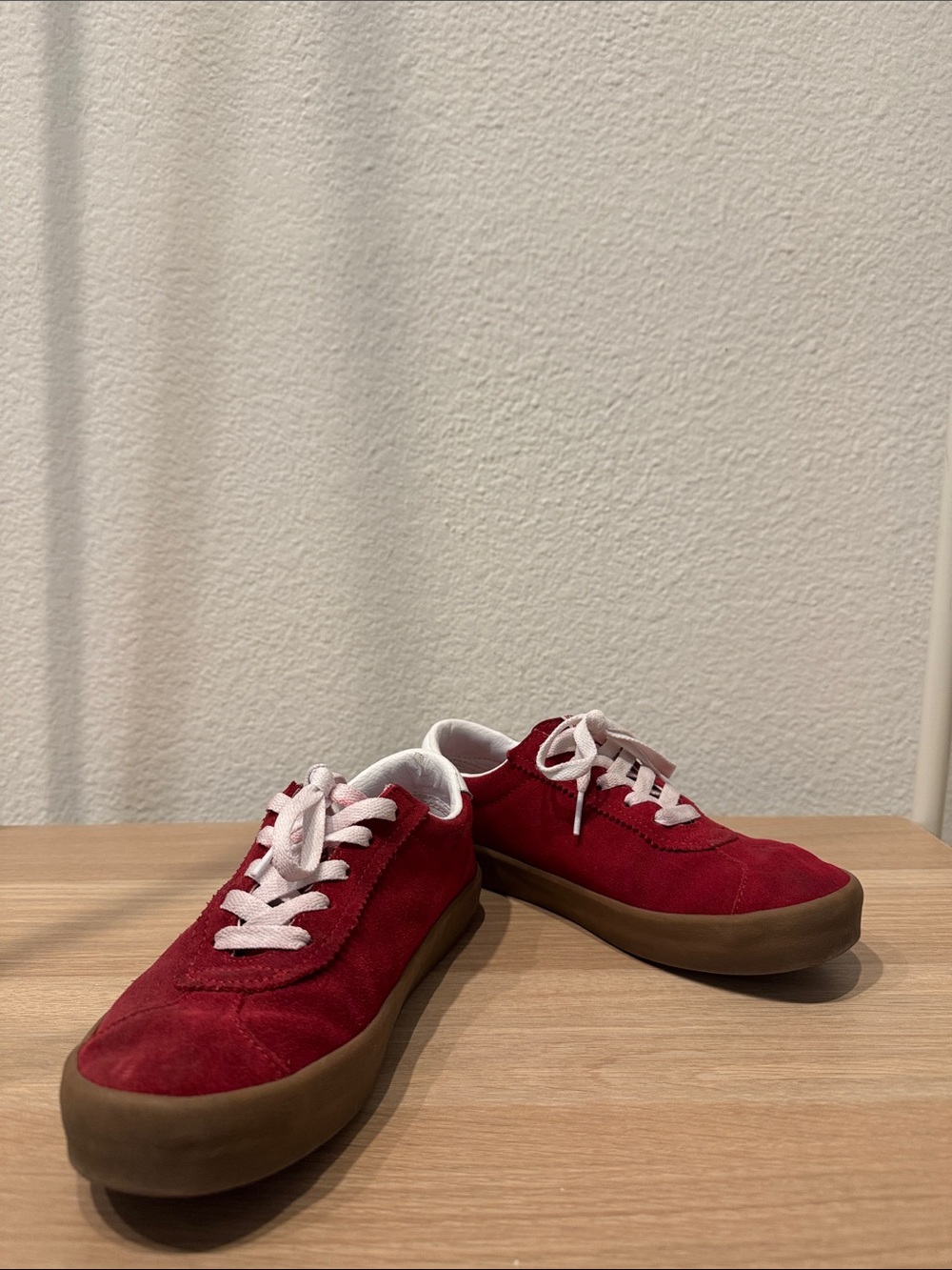 Vans Red Suede Low-Top Sneakers with Gum Sole